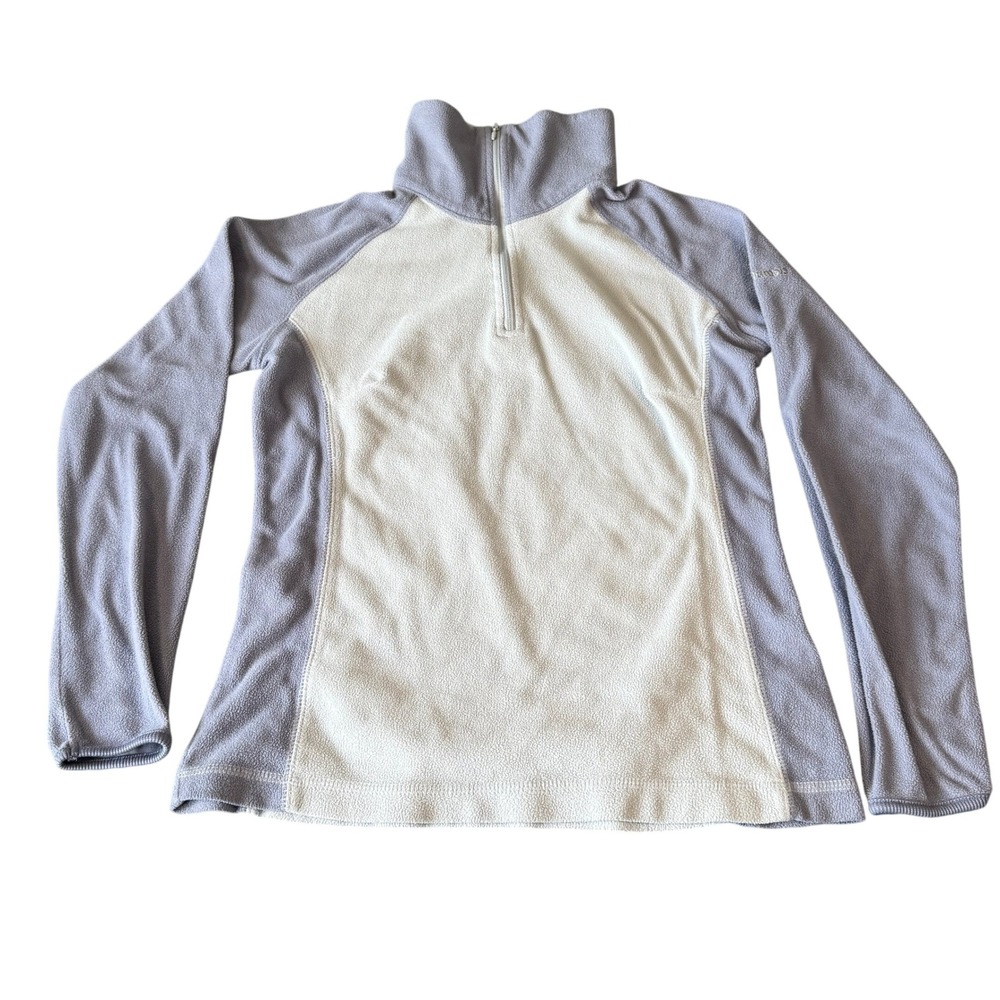 Columbia Womens Fleece Quarter Zip Pullover Lavender Cream Colorblock Size M